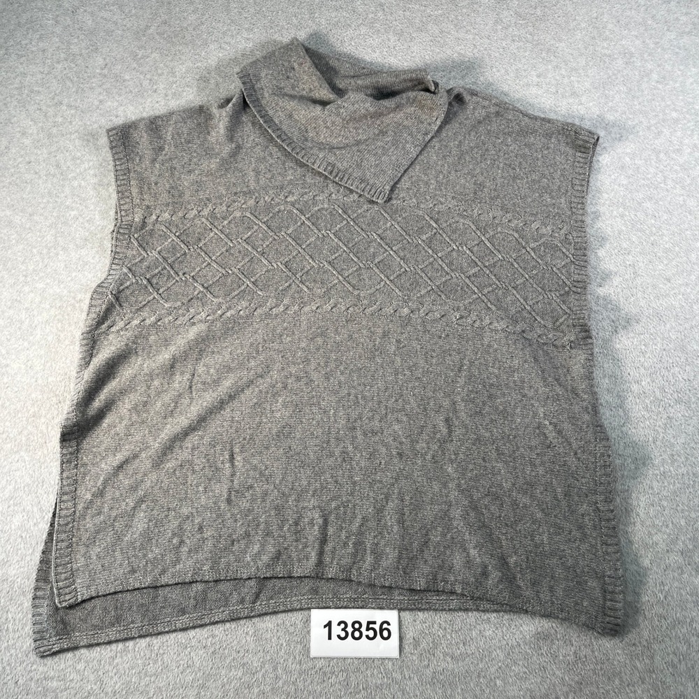 Bianca B Cape Sweater Women L/XL Heather Gray Wool Soft Knit Sleeveless Winter